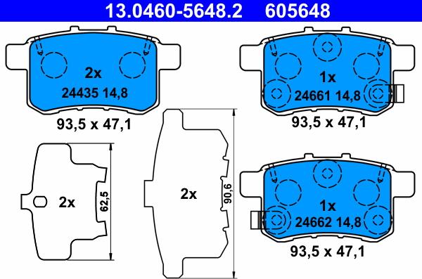 ATE 13.0460-5648.2 - Kit pastiglie freno, Freno a disco autozon.pro