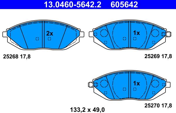 ATE 13.0460-5642.2 - Kit pastiglie freno, Freno a disco autozon.pro