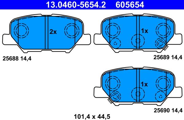 ATE 13.0460-5654.2 - Kit pastiglie freno, Freno a disco autozon.pro