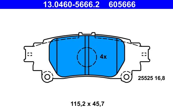 ATE 13.0460-5666.2 - Kit pastiglie freno, Freno a disco autozon.pro