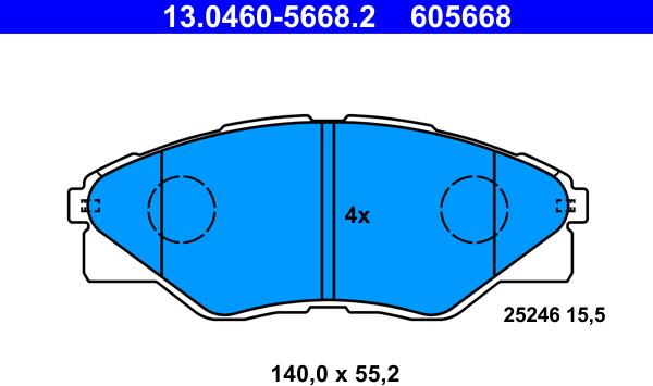 ATE 13.0460-5668.2 - Kit pastiglie freno, Freno a disco autozon.pro