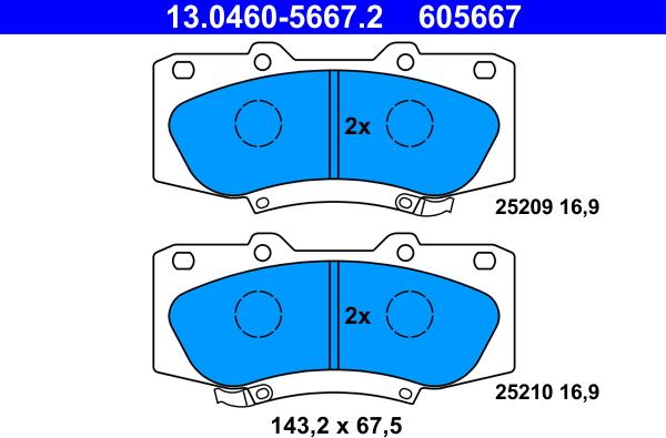 ATE 13.0460-5667.2 - Kit pastiglie freno, Freno a disco autozon.pro