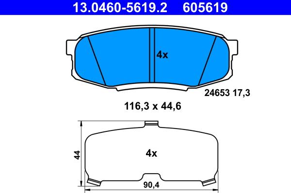 ATE 13.0460-5619.2 - Kit pastiglie freno, Freno a disco autozon.pro