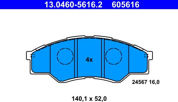 ATE 13.0460-5616.2 - Kit pastiglie freno, Freno a disco autozon.pro