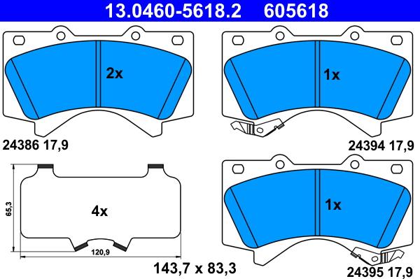 ATE 13.0460-5618.2 - Kit pastiglie freno, Freno a disco autozon.pro