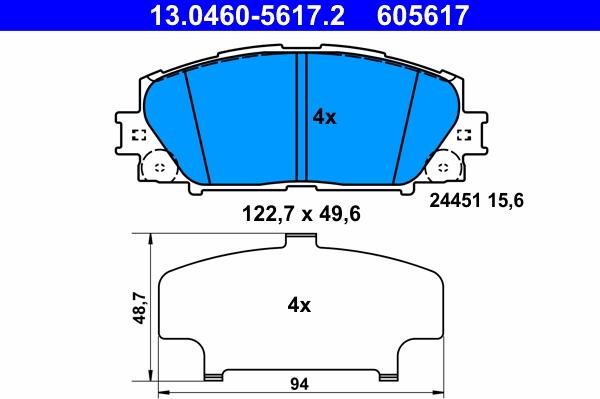 ATE 13.0460-5617.2 - Kit pastiglie freno, Freno a disco autozon.pro