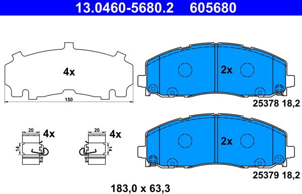 ATE 13.0460-5680.2 - Kit pastiglie freno, Freno a disco autozon.pro