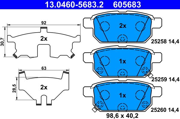 ATE 13.0460-5683.2 - Kit pastiglie freno, Freno a disco autozon.pro