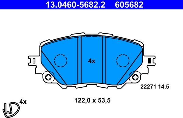 ATE 13.0460-5682.2 - Kit pastiglie freno, Freno a disco autozon.pro