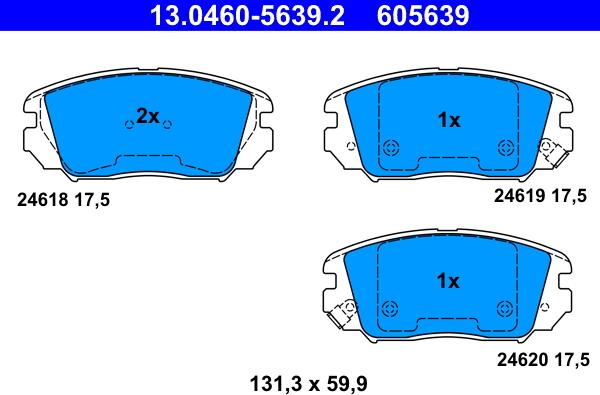 ATE 13.0460-5639.2 - Kit pastiglie freno, Freno a disco autozon.pro