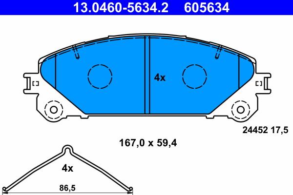 ATE 13.0460-5634.2 - Kit pastiglie freno, Freno a disco autozon.pro