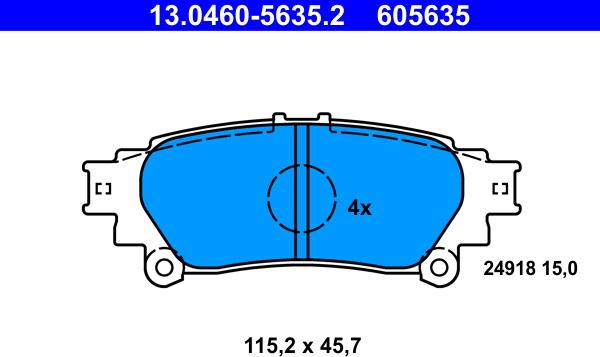 ATE 13.0460-5635.2 - Kit pastiglie freno, Freno a disco autozon.pro