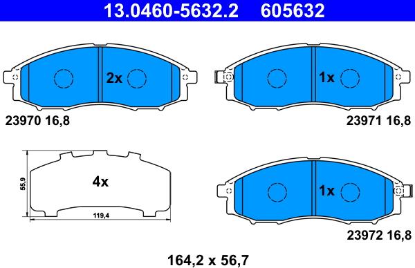 ATE 13.0460-5632.2 - Kit pastiglie freno, Freno a disco autozon.pro