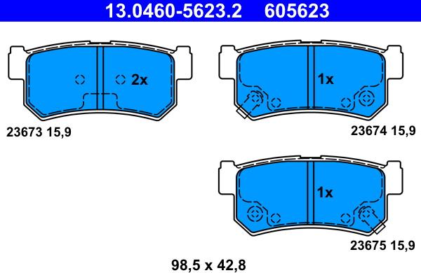 ATE 13.0460-5623.2 - Kit pastiglie freno, Freno a disco autozon.pro