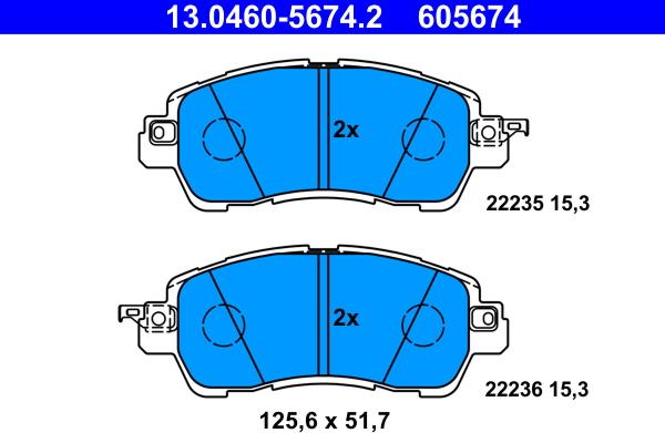 ATE 13.0460-5674.2 - Kit pastiglie freno, Freno a disco autozon.pro