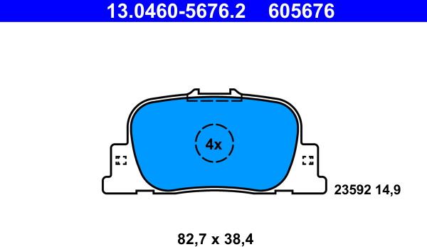 ATE 13.0460-5676.2 - Kit pastiglie freno, Freno a disco autozon.pro