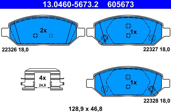 ATE 13.0460-5673.2 - Kit pastiglie freno, Freno a disco autozon.pro