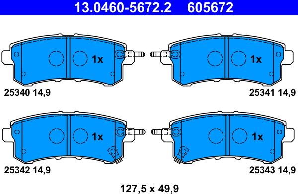 ATE 13.0460-5672.2 - Kit pastiglie freno, Freno a disco autozon.pro