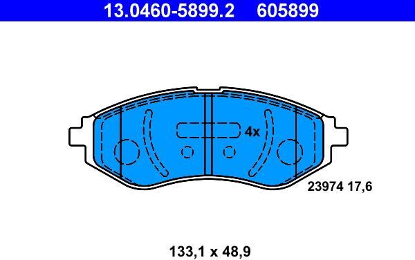 ATE 13.0460-5899.2 - Kit pastiglie freno, Freno a disco autozon.pro