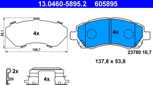 ATE 13.0460-5895.2 - Kit pastiglie freno, Freno a disco autozon.pro