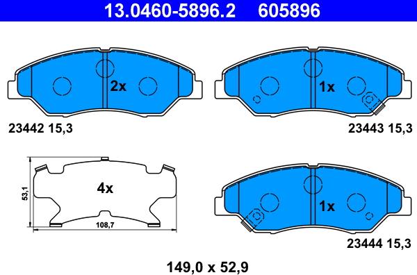 ATE 13.0460-5896.2 - Kit pastiglie freno, Freno a disco autozon.pro