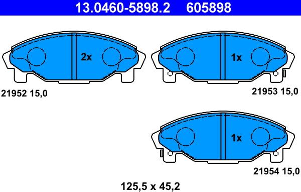 ATE 13.0460-5898.2 - Kit pastiglie freno, Freno a disco autozon.pro