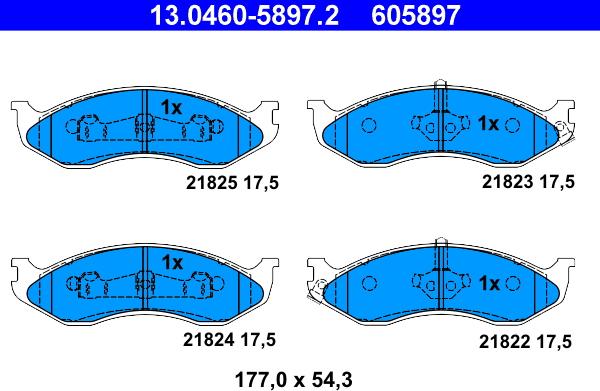 ATE 13.0460-5897.2 - Kit pastiglie freno, Freno a disco autozon.pro