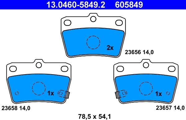 ATE 13.0460-5849.2 - Kit pastiglie freno, Freno a disco autozon.pro