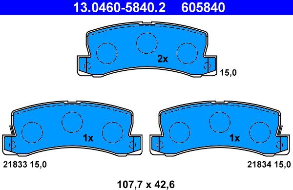 ATE 13.0460-5840.2 - Kit pastiglie freno, Freno a disco autozon.pro