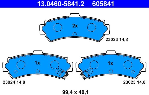 ATE 13.0460-5841.2 - Kit pastiglie freno, Freno a disco autozon.pro