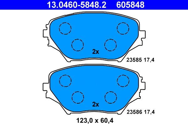 ATE 13.0460-5848.2 - Kit pastiglie freno, Freno a disco autozon.pro