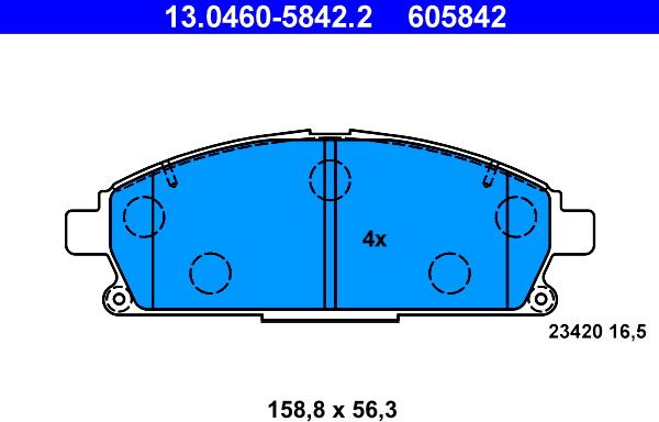 ATE 13.0460-5842.2 - Kit pastiglie freno, Freno a disco autozon.pro