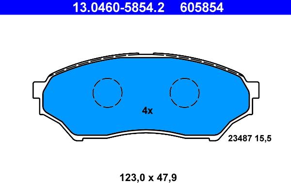 ATE 13.0460-5854.2 - Kit pastiglie freno, Freno a disco autozon.pro