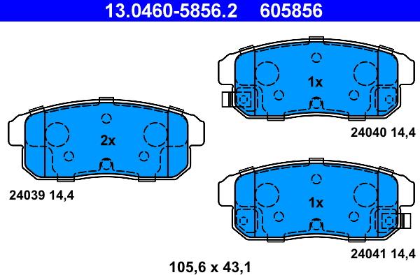 ATE 13.0460-5856.2 - Kit pastiglie freno, Freno a disco autozon.pro