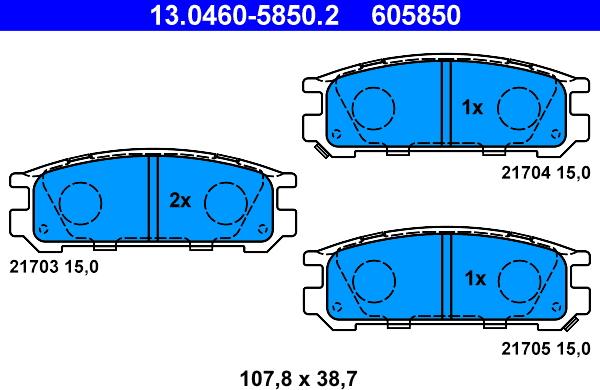 ATE 13.0460-5850.2 - Kit pastiglie freno, Freno a disco autozon.pro