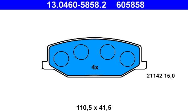 ATE 13.0460-5858.2 - Kit pastiglie freno, Freno a disco autozon.pro