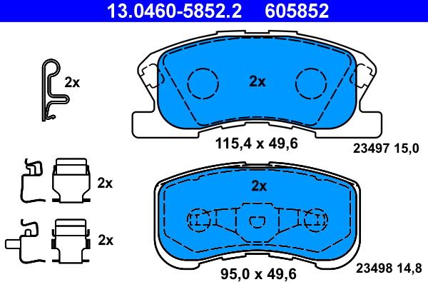 ATE 13.0460-5852.2 - Kit pastiglie freno, Freno a disco autozon.pro