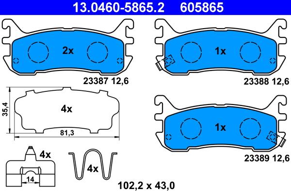 ATE 13.0460-5865.2 - Kit pastiglie freno, Freno a disco autozon.pro