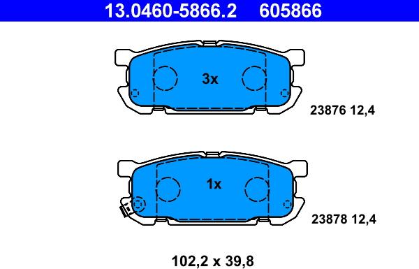 ATE 13.0460-5866.2 - Kit pastiglie freno, Freno a disco autozon.pro