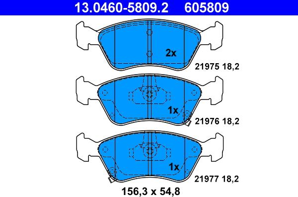 ATE 13.0460-5809.2 - Kit pastiglie freno, Freno a disco autozon.pro