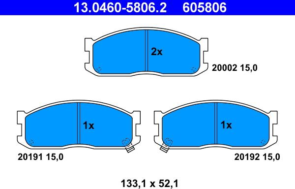 ATE 13.0460-5806.2 - Kit pastiglie freno, Freno a disco autozon.pro