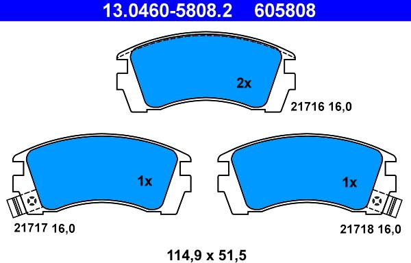 ATE 13.0460-5808.2 - Kit pastiglie freno, Freno a disco autozon.pro