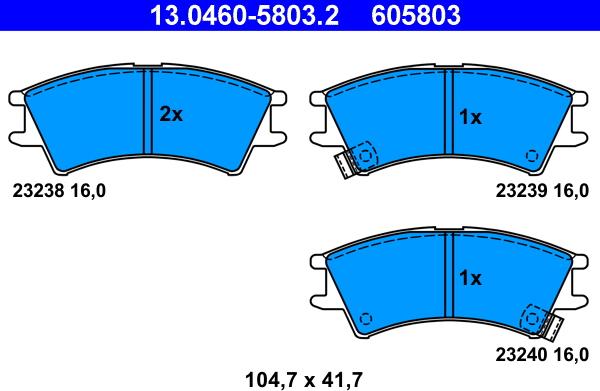 ATE 13.0460-5803.2 - Kit pastiglie freno, Freno a disco autozon.pro