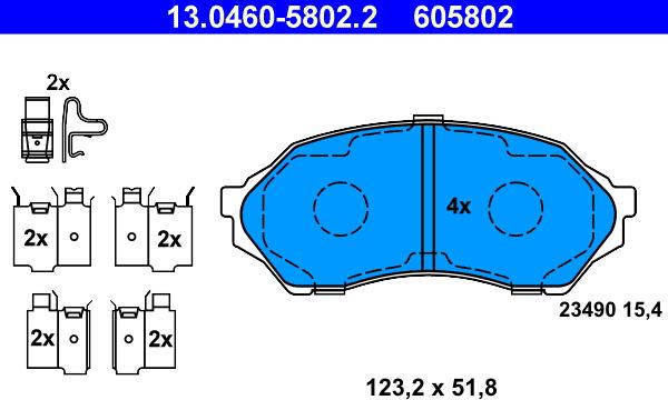 ATE 13.0460-5802.2 - Kit pastiglie freno, Freno a disco autozon.pro