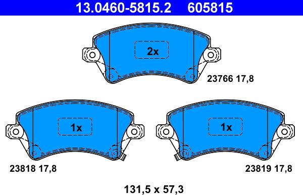 ATE 13.0460-5815.2 - Kit pastiglie freno, Freno a disco autozon.pro