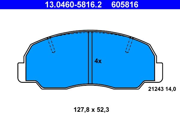 ATE 13.0460-5816.2 - Kit pastiglie freno, Freno a disco autozon.pro