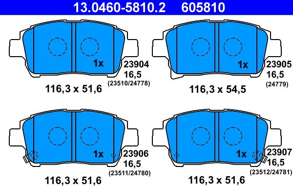 ATE 13.0460-5810.2 - Kit pastiglie freno, Freno a disco autozon.pro