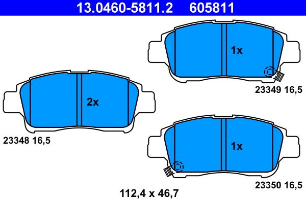 ATE 13.0460-5811.2 - Kit pastiglie freno, Freno a disco autozon.pro