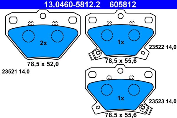 ATE 13.0460-5812.2 - Kit pastiglie freno, Freno a disco autozon.pro