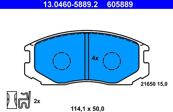 ATE 13.0460-5889.2 - Kit pastiglie freno, Freno a disco autozon.pro